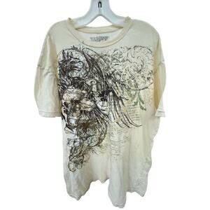 Vintage Dominus Brand T-Shirt X Large Off White Y2K Affliction Style Grapics